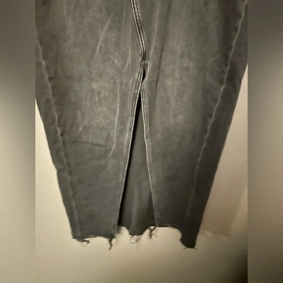 American Eagle Outfitters Skirt - 90’s hi-rise maxi black denim w/slit raw hem - Picture 4 of 11